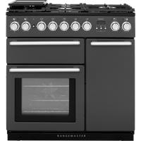 Rangemaster Nexus NEX90DFFSL/C 90cm wide Dual Fuel Range Cooker with Gas Hob - Slate - A/A Rated, Graphite