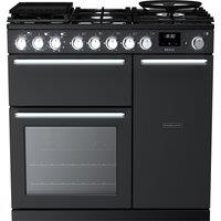 Rangemaster Nexus NEX90DFPCBL/CM1 90cm wide Dual Fuel Range Cooker with Gas Hob - Charcoal Black - A Rated, Black
