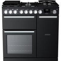 Rangemaster Nexus NEX90DFPGBL/CM1 90cm wide Dual Fuel Range Cooker with Gas Hob - Black - A Rated, Black
