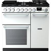 Rangemaster Nexus NEX90DFPWHT/CM1 90cm wide Dual Fuel Range Cooker with Gas Hob - White - A Rated, White