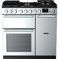 Rangemaster Nexus NEX90DFSTST/CM1 90cm wide Dual Fuel Range Cooker with Gas Hob - Stainless Steel - A Rated, Stainless Steel