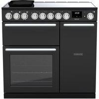 Rangemaster Nexus 90 Induction NEX90EIPCBL/CM1 90cm wide Electric Range Cooker with Induction Hob - Charcoal Black - A Rated, Black