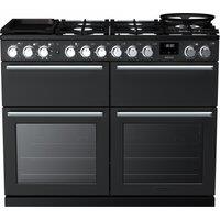 Rangemaster Nexus BC NEXB110DFPCBL/CM1 110cm wide Dual Fuel Range Cooker with Gas Hob - Charcoal Black - A Rated, Black
