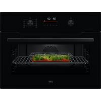 AEG 6000 CombiQuick OK6NK40K Wifi Connected Built In Compact Electric Single Oven with Microwave Function - Black, Black