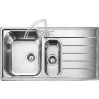Rangemaster Oakland 1.5 Bowl Inset Kitchen Sink - Micro-Sheen Soft Brushed Finish, Grey