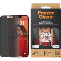 PanzerGlass Privacy Glass Screen Protector for iPhone 15 Pro - Ultra-Wide Fit - Transparent, Transparent