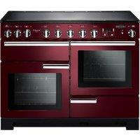 Rangemaster Professional Deluxe PDL110EICY/C 110cm Electric Range Cooker with Induction Hob - Cranberry / Chrome - A/A Rated, Red