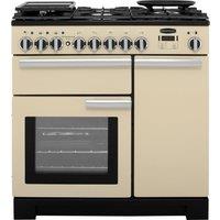 Rangemaster Professional Deluxe PDL90DFFCR/C 90cm wide Dual Fuel Range Cooker with Gas Hob - Cream - A/A Rated, Cream