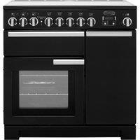 Rangemaster Professional Deluxe PDL90EIGB/C 90cm Electric Range Cooker with Induction Hob - Black / Chrome - A/A Rated, Black