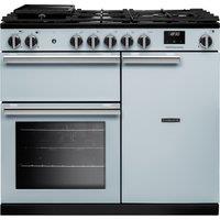 Rangemaster Professional 100 PR100DFPMSB/CM1 100cm wide Dual Fuel Range Cooker with Gas Hob - Misty Blue - A Rated, Blue
