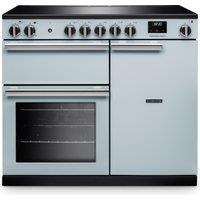 Rangemaster PR100EIPMSB/CM1 100cm wide Electric Range Cooker with Induction Hob - Misty Blue - A Rated, Blue