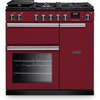 Rangemaster Professional 90 PR90DFPBOR/CM1 90cm wide Dual Fuel Range Cooker with Gas Hob - Bordeaux - A Rated, Red