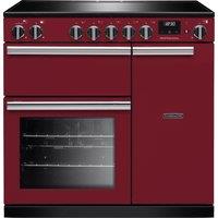 Rangemaster Professional 90 PR90EIPBOR/CM1 90cm wide Electric Range Cooker with Induction Hob - Bordeaux - A Rated, Red