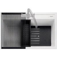 Rangemaster Prato 1 Bowl Inset Kitchen Sink - Arctic White, White