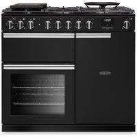 Rangemaster Professional Deluxe PRDL100DFPCBL/CM1 100cm wide Dual Fuel Range Cooker with Gas Hob - Black - A Rated, Black