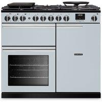 Rangemaster Professional Deluxe PRDL100DFPMSB/CM1 100cm wide Dual Fuel Range Cooker with Gas Hob - Misty Blue - A Rated, Blue
