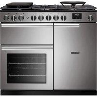 Rangemaster Professional Deluxe PRDL100DFSTST/CM1 100cm wide Dual Fuel Range Cooker with Gas Hob - Stainless Steel - A Rated, Stainless Steel