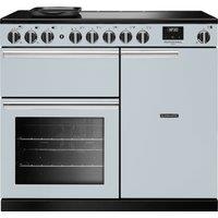 Rangemaster Professional Deluxe PRDL100EIPMSB/CM1 100cm wide Electric Range Cooker with Induction Hob - Misty Blue - A Rated, Blue