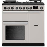 Rangemaster Professional Deluxe PRDL90DFPIVY/CM1 90cm wide Dual Fuel Range Cooker with Gas Hob - Ivory - A Rated, Cream