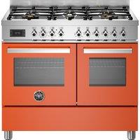 Bertazzoni Professional Series PRO106L2EART 100cm Dual Fuel Range Cooker with Gas Hob - Orange - A/A Rated, Orange