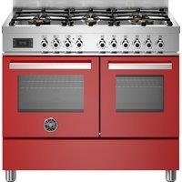 Bertazzoni Professional Series PRO106L2EROT 100cm Dual Fuel Range Cooker with Gas Hob - Red - A Rated, Red