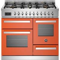 Bertazzoni Professional Series PRO106L3EART 100cm Dual Fuel Range Cooker with Gas Hob - Orange - A Rated, Orange