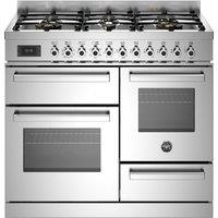 Bertazzoni Professional Series PRO106L3EXT 100cm Dual Fuel Range Cooker with Gas Hob - Stainless Steel - A/A Rated, Stainless Steel