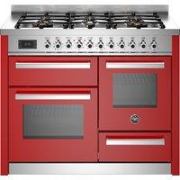 Bertazzoni Professional Series PRO116L3EROT 110cm Dual Fuel Range Cooker with Gas Hob - Red - A/A Rated, Red