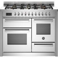 Bertazzoni Professional Series PRO116L3EXT 110cm Dual Fuel Range Cooker with Gas Hob - Stainless Steel - A Rated, Stainless Steel