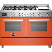 Bertazzoni Professional Series PRO126G2EART Dual Fuel Range Cooker with Gas Hob - Orange - A Rated, Orange