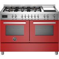 Bertazzoni Professional Series PRO126G2EROT Dual Fuel Range Cooker with Gas Hob - Red - A Rated, Red