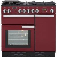 Rangemaster Professional Plus PROP90NGFCY/C 90cm Gas Range Cooker with Electric Fan Oven - Cranberry - A+/A Rated, Red
