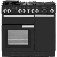Rangemaster Professional Plus PROP90NGFGB/C 90cm Gas Range Cooker with Electric Fan Oven - Black - A+/A Rated, Black
