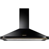 Rangemaster RCLAHDC110BL/B 110cm Chimney Cooker Hood - Black / Brass Rail & Badge, Black