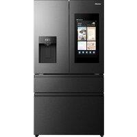 Hisense PureTouch Hub RF602P9SBE Wifi Connected Plumbed Frost Free Multi-door American Fridge Freezer - Black / Stainless Steel - E Rated, Black