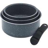 Russell Hobbs Smart Clip Nightfall Stone 3 Piece Induction Pan Set with Detachable Handles - Blue, Blue