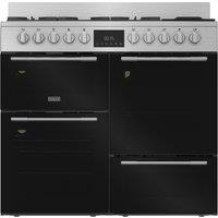 Hotpoint RH100FA21BX 100cm wide Dual Fuel Range Cooker with Gas Hob - Stainless Steel / Black - A Rated, Stainless Steel