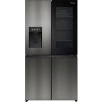 Hisense PureView RQ600P7SKE Wifi Connected Plumbed Total No Frost Multi-door American Fridge Freezer - Dark Stainless Steel - E Rated, Stainless Steel