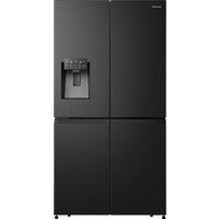 Hisense PureFlat RQ760N4SBFE Non-Plumbed Total No Frost American Fridge Freezer - Black Stainless Steel - E Rated, Black