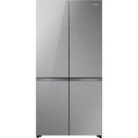 Hisense KitchenFit RQ768N4GVE Total No Frost American Fridge Freezer - Silver Glass - E Rated, Silver