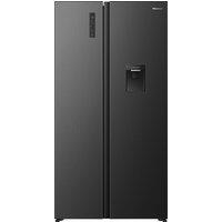 Hisense PureFlat American RS3P558NMFD Wifi Connected Total No Frost American Fridge Freezer - Black Stainless Steel - D Rated, Black