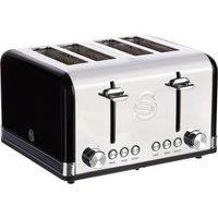 Swan Retro ST19020BN 4 Slice Toaster - Black, Black