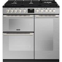 Stoves Sterling Deluxe ST DX STER D900DF GTG SS 90cm Dual Fuel Range Cooker - Stainless Steel - A/A/