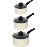 Swan Townhouse 3 Piece Saucepan Set - Cream, Cream