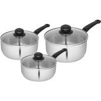 Swan Townhouse 3 Piece Saucepan Set - Stainless Steel, Stainless Steel