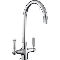 Rangemaster Aquaclassic Dual Lever Built In Kitchen Tap - Chrome/White, Chrome