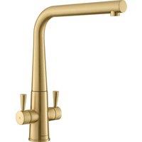 Rangemaster Conical Dual Lever Built In Kitchen Tap - Brushed Brass, Brass