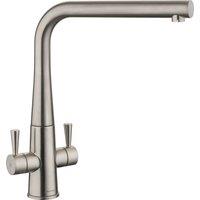 Rangemaster Conical Dual Lever Built In Kitchen Tap - Brushed Steel, Stainless Steel