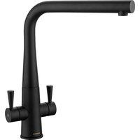 Rangemaster Conical Dual Lever Built In Kitchen Tap - Matt Black, Black