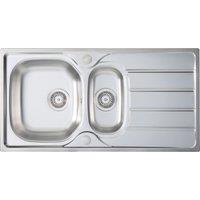 Harlyn Towan 1.5 Bowl Inset Kitchen Sink - Stainless Steel, Stainless Steel